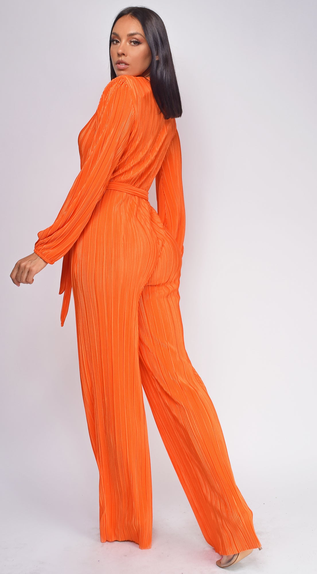 Juna Orange Surplice Jumpsuit