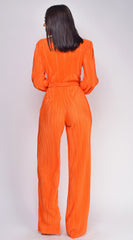 Juna Orange Surplice Jumpsuit