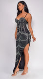 Beronia Black Rhinestone Maxi Dress