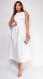 Reign White Mixed Media Midi Dress