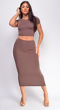 Emel Brown Skirt Set