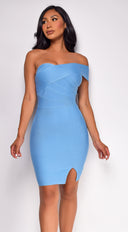 Vivia Blue Bandage Slit Mini Dress