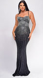 Ula Black Rhinestone Maxi Dress