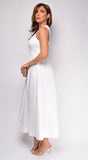 Reign White Mixed Media Midi Dress