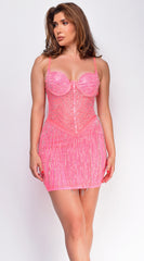 Havika Pink Rhinestone Fringe Mini Dress