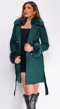Polina Green Fur Wool Coat
