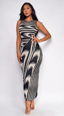 Sofia Abstract Maxi Dress - Black