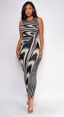 Sofia Abstract Maxi Dress - Black