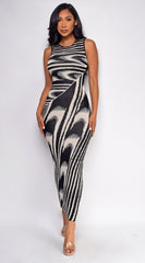 Sofia Black Abstract Maxi Dress