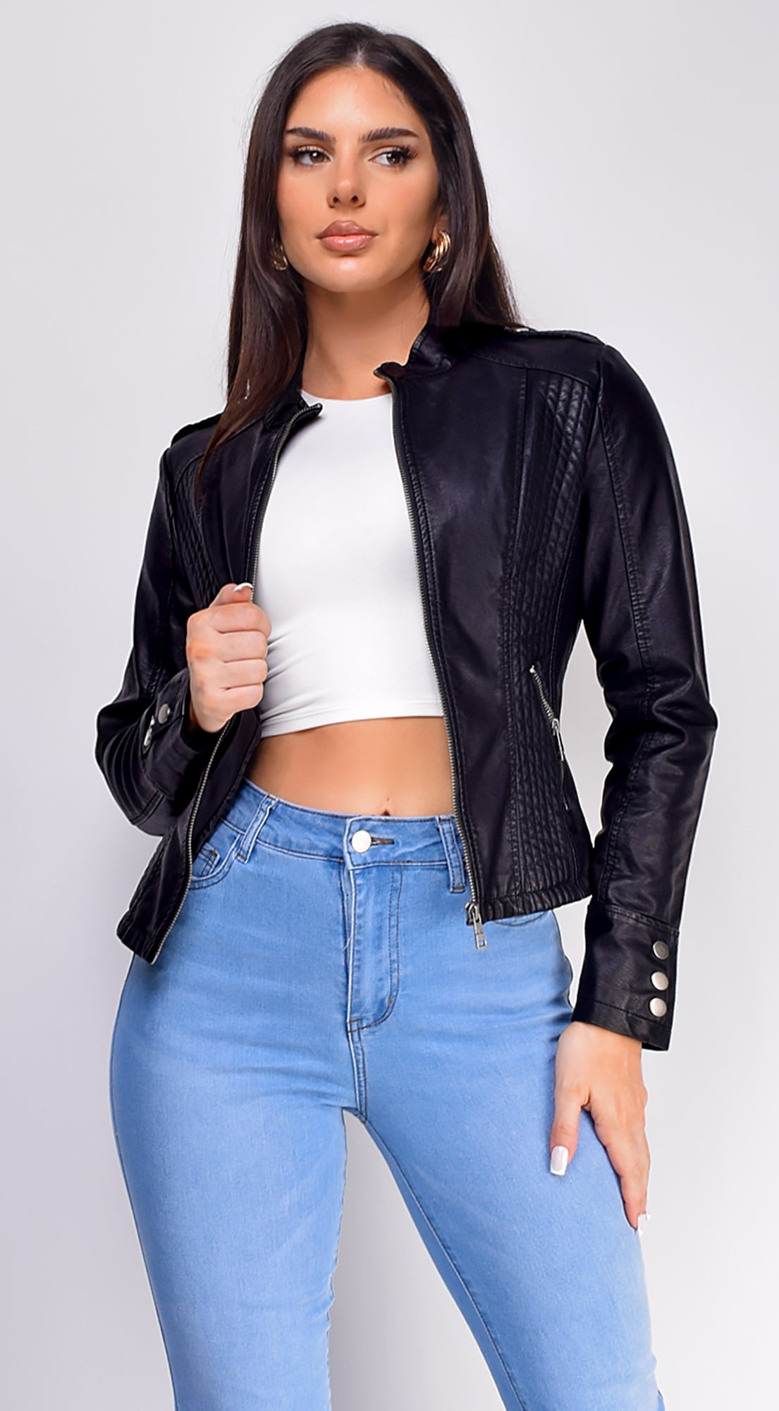 Boston Everyday PU Leather Jacket - Black