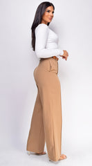 Unity Beige Straight Leg Pin Tuck Pants