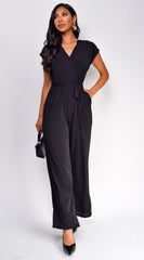 Danessa Surplice Jumpsuit - Black
