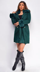 Polina Green Fur Wool Coat