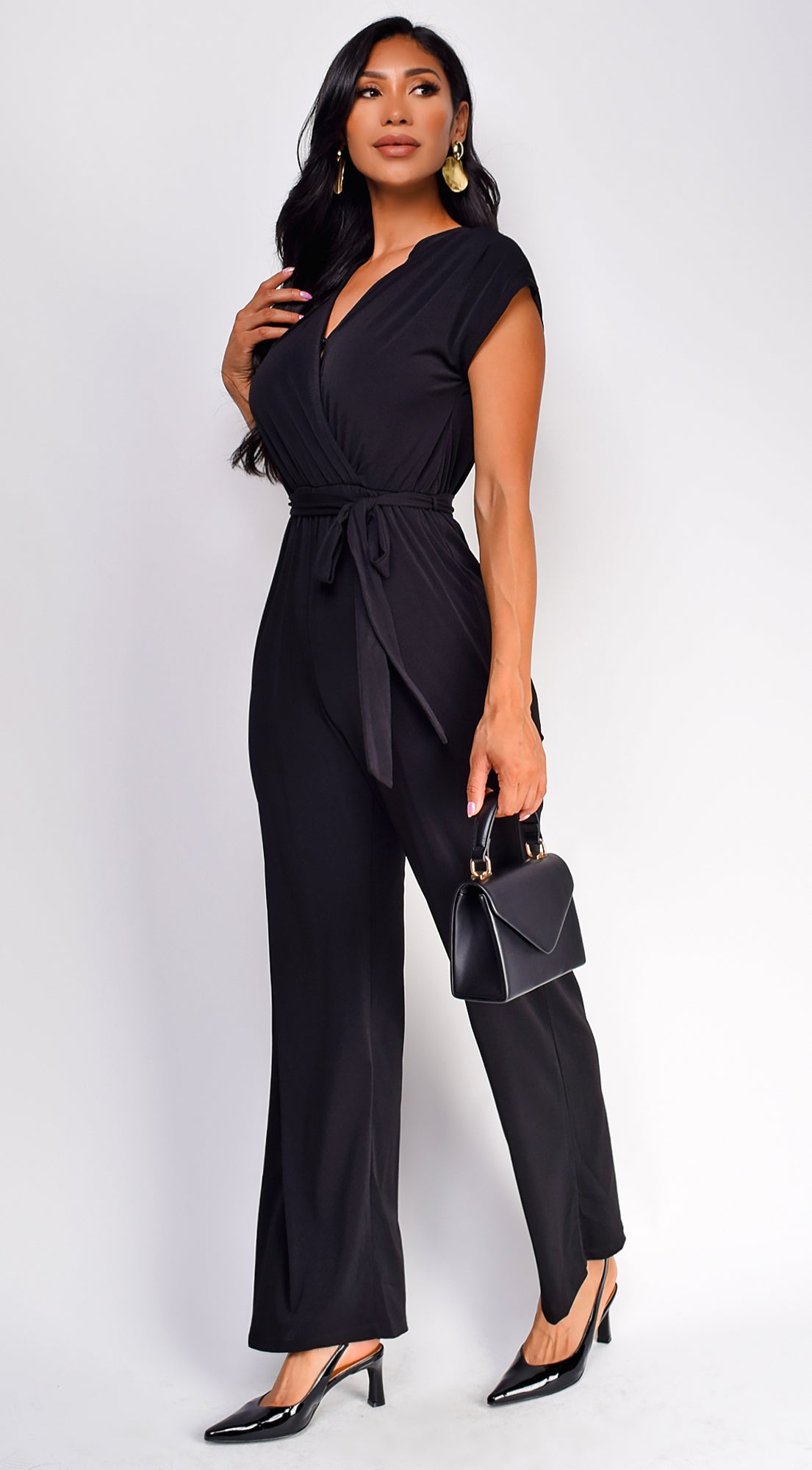 Danessa Surplice Jumpsuit - Black