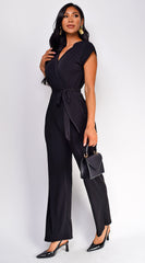 Danessa Surplice Jumpsuit - Black