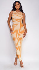 Sofia Orange Abstract Maxi Dress