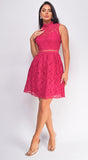 Alda Pink Flare Lace Mini Dress