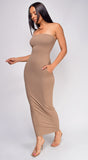 Amsterdam Beige Tube Maxi Dress