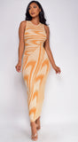 Sofia Orange Abstract Maxi Dress
