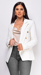 Viva White Gold Button Blazer Jacket