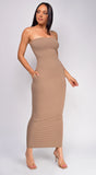 Amsterdam Beige Tube Maxi Dress