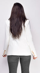 Viva White Gold Button Blazer Jacket