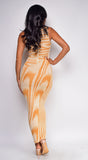 Sofia Orange Abstract Maxi Dress