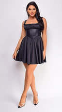 Jayca Black Corsette Satin Mini Dress