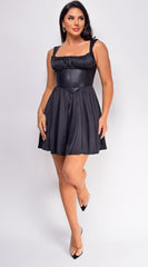 Jayca Black Corsette Satin Mini Dress