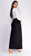 Vivian Black Front Slit Maxi Skirt
