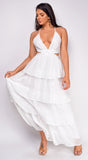 Kamaria White Tiered Maxi Dress