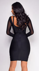 Nicoleta Black Long Sleeve Bandage Midi Dress