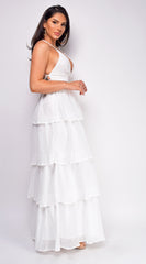 Kamaria White Tiered Maxi Dress