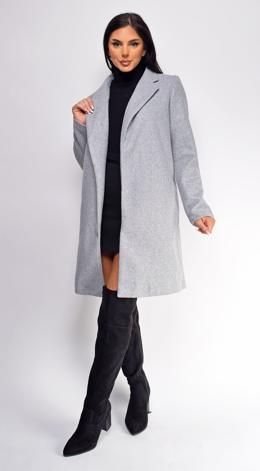 Amaris Gray Long Line Coat