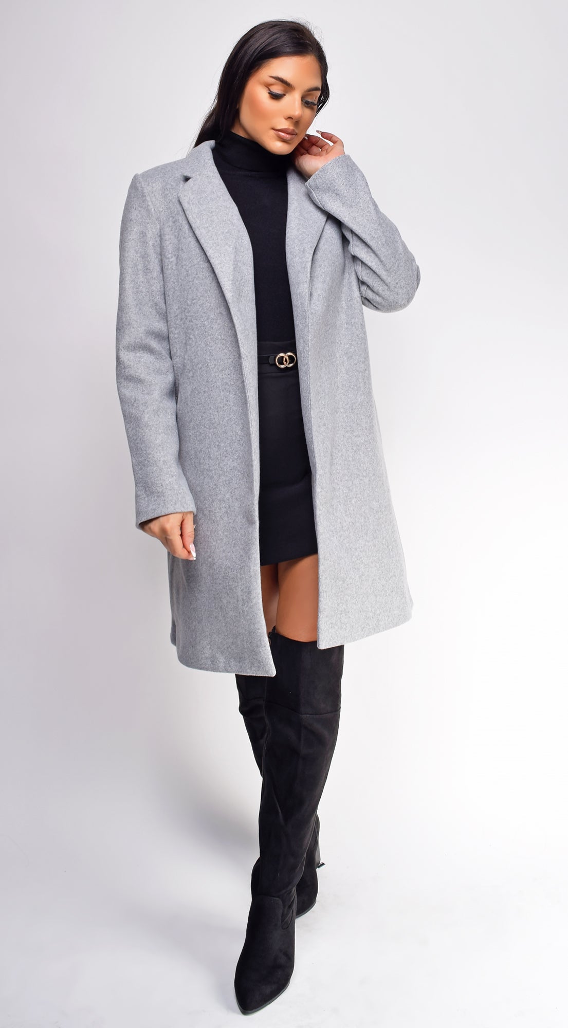 Amaris Gray Long Line Coat