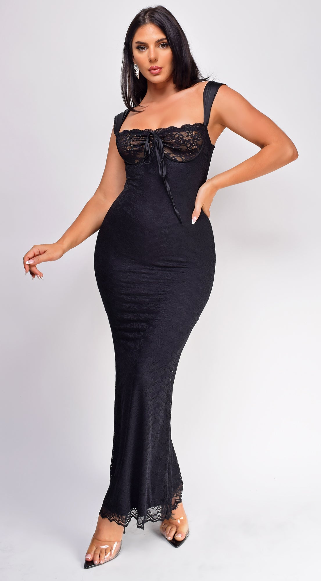 Zahara Black Lace Maxi Dress