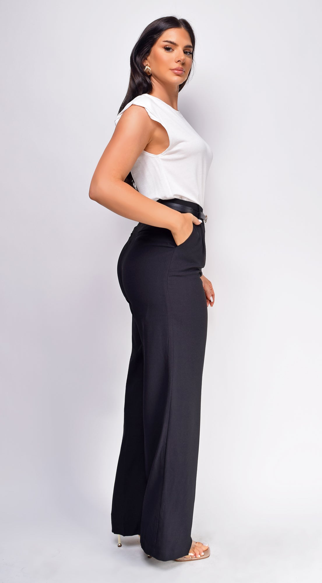 Nevaeh Black Wide Leg High Waisted Pants