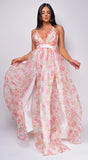 Cairo Pink White Floral Print Maxi Dress