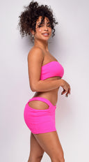 Emma Hot Pink Tube Ultra Mini Skirt Set