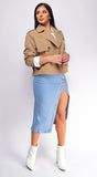 Devin Beige Cropped Trench Jacket
