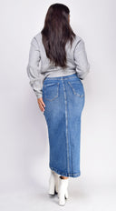 Tulli Blue Medium Wash Midi Denim Skirt