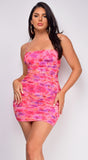 Nemy Pink Multi Color Floral Print Mini Dress