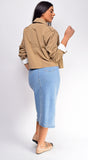 Palma Blue Front Slit Denim Midi Skirt