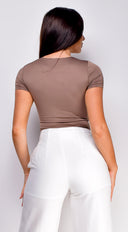 Ariella Round Neck Bodysuit - Beige