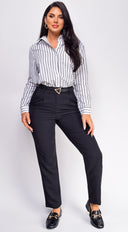 Aspen Twill Slim Fit Cropped Pants - Black