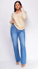 Vidya Blue Medium Wash Straight Leg Denim Jeans