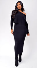 Biella Top & Skirt Set - Black