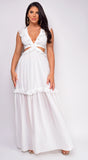 Behati White Ruffle Maxi Dress