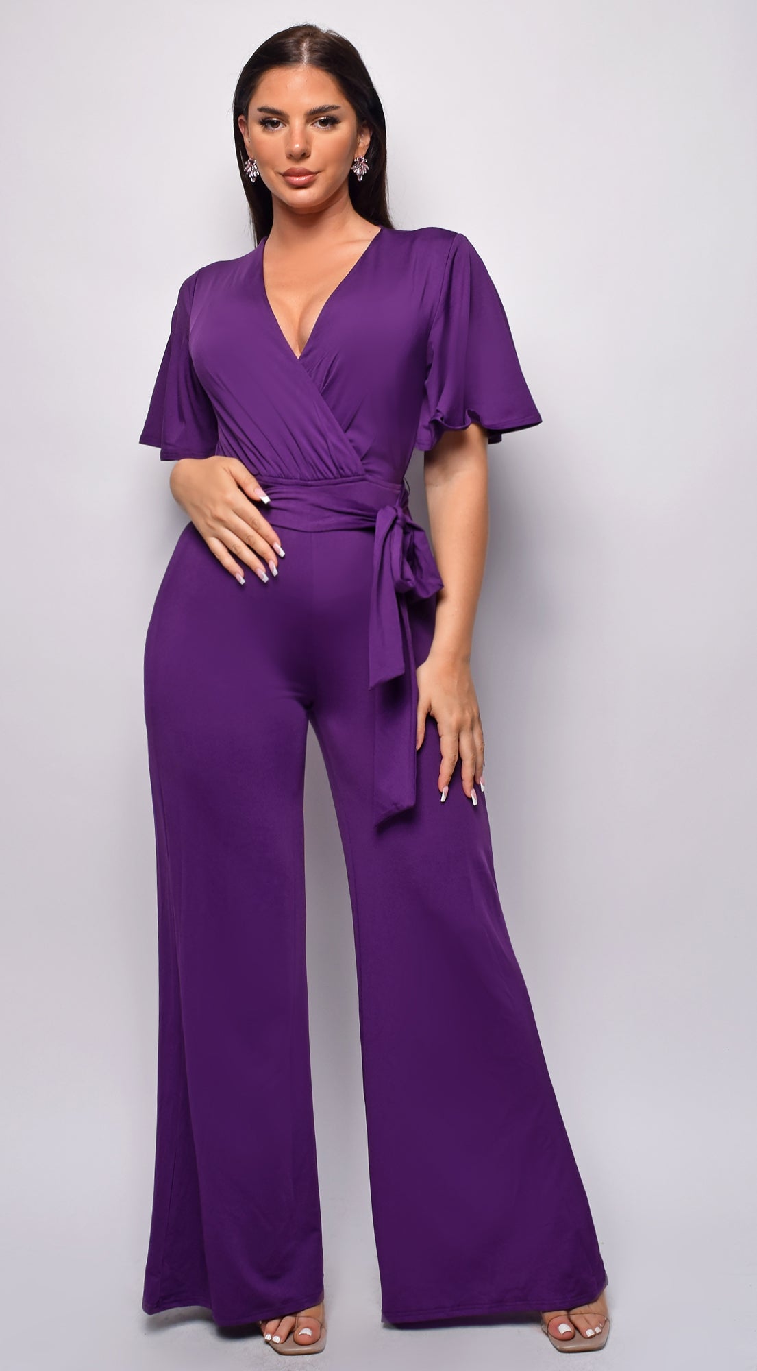 Bombay Purple V Neck Jumpsuit