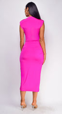 Majorca Fuchsia Pink Front Twist Midi Dress